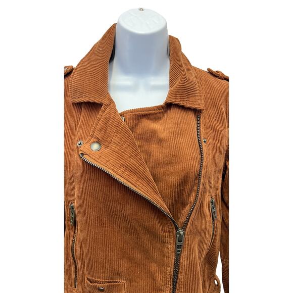 BLANKNYC Rust Corduroy Moto Jacket Women’s Small Belted Zip Fall Core - Picture 2 of 4